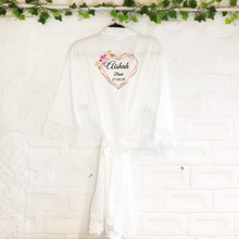Load image into Gallery viewer, Heart Floral Personalised Bride Lace Wedding Dressing Robe -  - Molly Dolly Crafts
