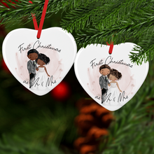 Load image into Gallery viewer, 1st Christmas as Mr &amp; Mrs Wedding Personalised Ceramic Round Christmas Bauble
