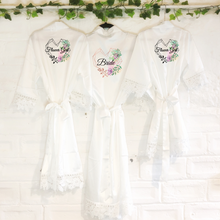 Load image into Gallery viewer, Heart Watercolour Personalised Bride Lace Wedding Dressing Robe -  - Molly Dolly Crafts
