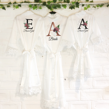 Load image into Gallery viewer, Initial Floral Personalised Bride Lace Wedding Dressing Robe -  - Molly Dolly Crafts
