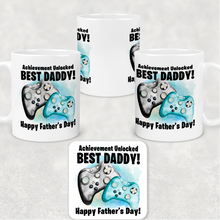 Load image into Gallery viewer, Best Dad Game Achievement Unlocked Personalised Watercolour Mug
