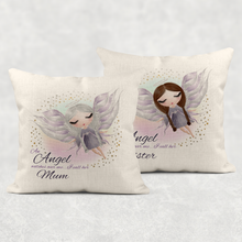 Load image into Gallery viewer, An Angel Watches Over Me Personalised Memorial Cushion Cover Linen White Canvas
