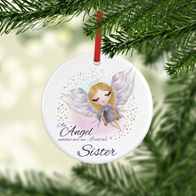 Load image into Gallery viewer, An Angel Watches Over Me Ceramic Memorial Christmas Bauble
