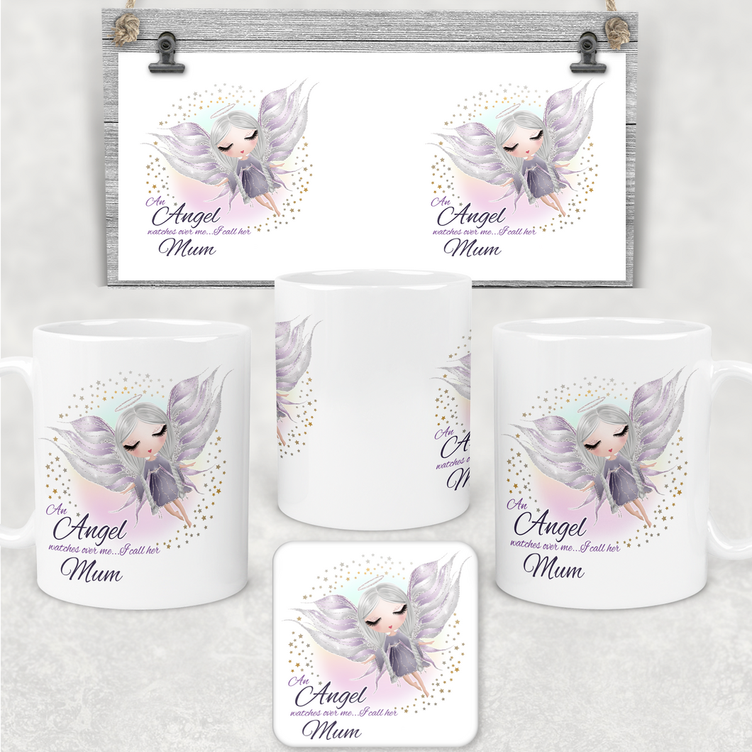 Guardian Angel Watches Over Me Personalised Mug and Coaster Set
