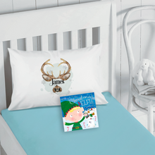 Load image into Gallery viewer, Reindeer Antler Personalised Christmas Eve Pillow Case &amp; Book
