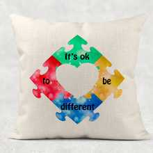Load image into Gallery viewer, Autism It&#39;s Ok To Be Different Jigsaw Cushion
