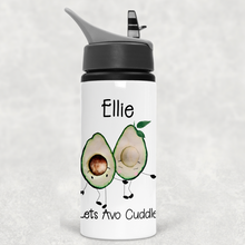 Load image into Gallery viewer, Lets Avo Cuddle Avocado Personalised Aluminium Straw Water Bottle 650ml
