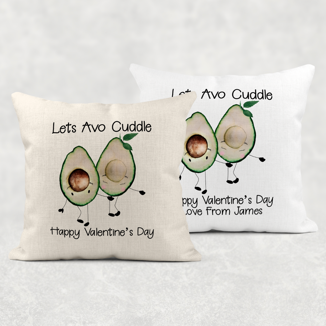 Lets Avo Cuddle Avocado Personalised Valentine's Day Cushion