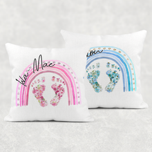 Load image into Gallery viewer, Baby Feet Rainbow Personalised Cushion
