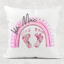 Load image into Gallery viewer, Baby Feet Rainbow Personalised Cushion
