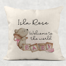 Load image into Gallery viewer, Baby Mouse New Mum Personalised Cushion
