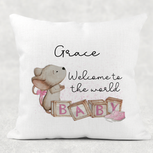 Load image into Gallery viewer, Baby Mouse New Mum Personalised Cushion

