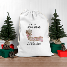 Load image into Gallery viewer, Baby&#39;s 1st Christmas Personalised Santa Gift Sack
