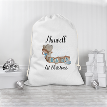 Load image into Gallery viewer, Baby&#39;s 1st Christmas Personalised Santa Gift Sack
