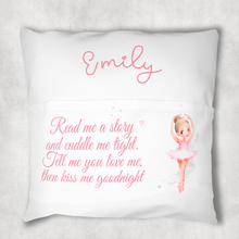 Load image into Gallery viewer, Ballet Personalised Pocket Book Cushion Cover White Canvas
