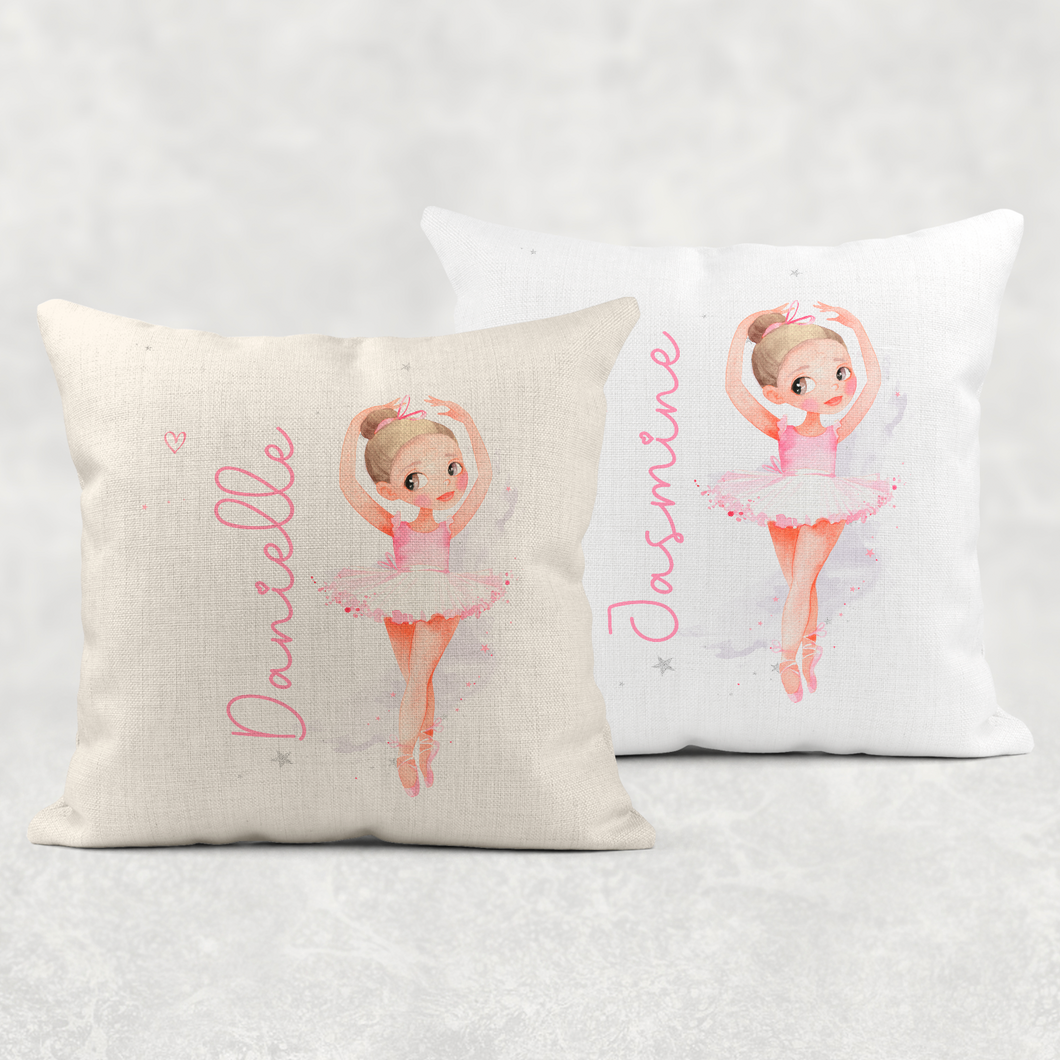 Ballet Personalised Cushion Linen White Canvas