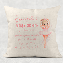Load image into Gallery viewer, Ballet Dancer Personalised Worry Comfort Cushion Linen White Canvas
