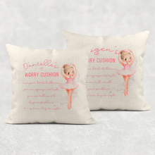 Load image into Gallery viewer, Ballet Dancer Personalised Worry Comfort Cushion Linen White Canvas
