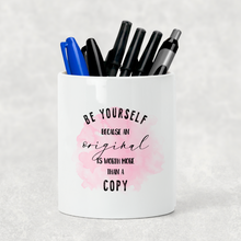 Load image into Gallery viewer, Be Yourself Positive Pencil Caddy / Make Up Brush Holder
