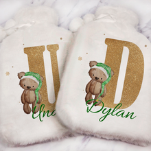 Load image into Gallery viewer, Elf Bear Alphabet Christmas Hot Water Bottle Cover
