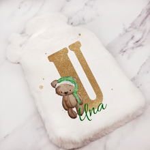 Load image into Gallery viewer, Elf Bear Alphabet Christmas Hot Water Bottle Cover
