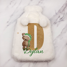 Load image into Gallery viewer, Elf Bear Alphabet Christmas Hot Water Bottle Cover
