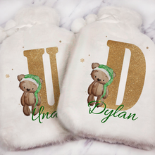 Load image into Gallery viewer, Elf Bear Alphabet Christmas Hot Water Bottle Cover
