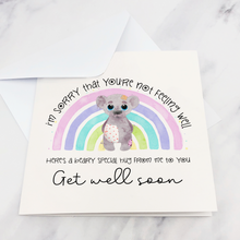 Load image into Gallery viewer, Bear Get Well Soon Personalised Greetings Card
