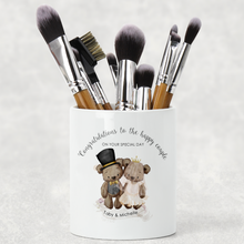 Load image into Gallery viewer, Bear Wedding Couple Personalised Pencil Caddy / Make Up Brush Holder
