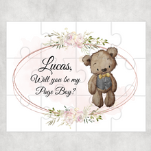 Load image into Gallery viewer, Bear Will you be my Flower Girl, Page Boy, Bridesmaid, Usher Proposal Jigsaw Various Sizes
