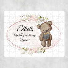 Load image into Gallery viewer, Bear Will you be my Flower Girl, Page Boy, Bridesmaid, Usher Proposal Jigsaw Various Sizes

