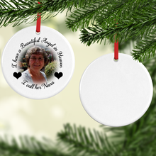 Load image into Gallery viewer, I Have a Beautiful Angel in Heaven Ceramic Round or Heart Shaped Memorial Christmas Bauble
