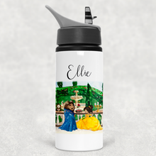 Load image into Gallery viewer, Beauty and the Beast Scene Personalised Aluminium Straw Water Bottle 650ml
