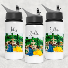 Load image into Gallery viewer, Beauty and the Beast Scene Personalised Aluminium Straw Water Bottle 650ml
