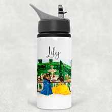 Load image into Gallery viewer, Beauty and the Beast Scene Personalised Aluminium Straw Water Bottle 650ml
