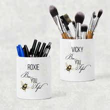 Load image into Gallery viewer, Bee You Tiful Positivity Personalised Pencil Caddy / Make Up Brush Holder
