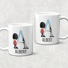 Load image into Gallery viewer, Beefeater Soldier Alphabet Personalised Watercolour Mug
