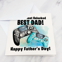Load image into Gallery viewer, Gamer Achievement Unlocked Best Dad Father&#39;s Day Card
