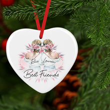 Load image into Gallery viewer, Best Friend Sister Watercolour Personalised Ceramic Round or Heart Christmas Bauble
