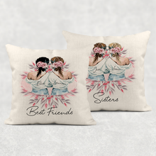 Load image into Gallery viewer, Best Friends Personalised Cushion Linen White Canvas
