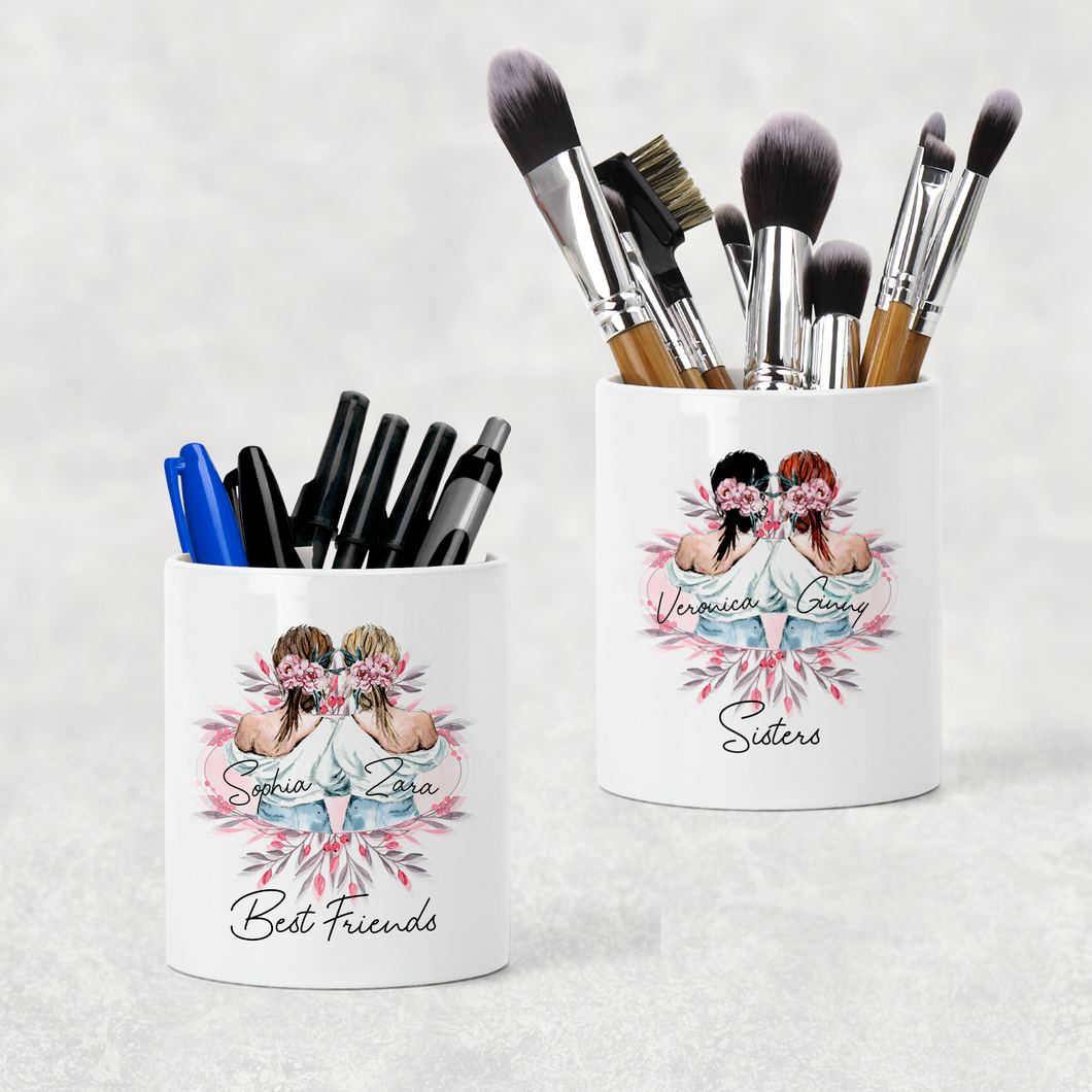 Best Friends/Sisters Personalised Pencil Caddy / Make Up Brush Holder