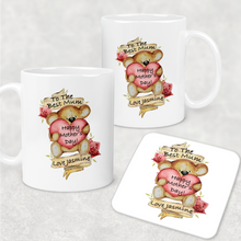 Load image into Gallery viewer, Best Mum Teddy Mother&#39;s Day Personalised Mug &amp; Coaster
