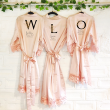 Load image into Gallery viewer, Black &amp; Gold Alphabet Lace Wedding Dressing Robe
