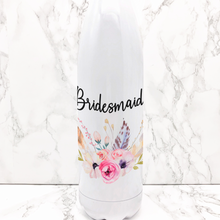 Load image into Gallery viewer, Wedding Role Boho Floral Travel Flask Bride Bridesmaid Maid of Honour
