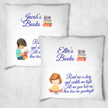 Load image into Gallery viewer, Book Reader Personalised Pocket Book Cushion Cover White Canvas

