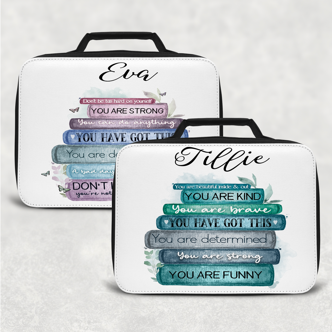 Book Stack Positive Affirmations Insulated Lunch Bag