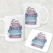 Load image into Gallery viewer, Book Stack Positive Affirmations Personalised Mug &amp; Coaster
