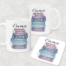 Load image into Gallery viewer, Book Stack Positive Affirmations Personalised Mug &amp; Coaster
