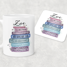 Load image into Gallery viewer, Book Stack Positive Affirmations Personalised Mug &amp; Coaster
