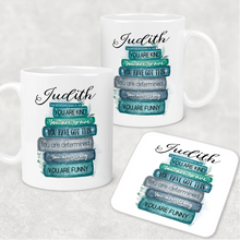 Load image into Gallery viewer, Book Stack Positive Affirmations Personalised Mug &amp; Coaster
